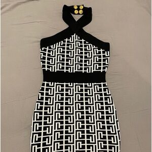 Miss Noly black white pattern knit dress